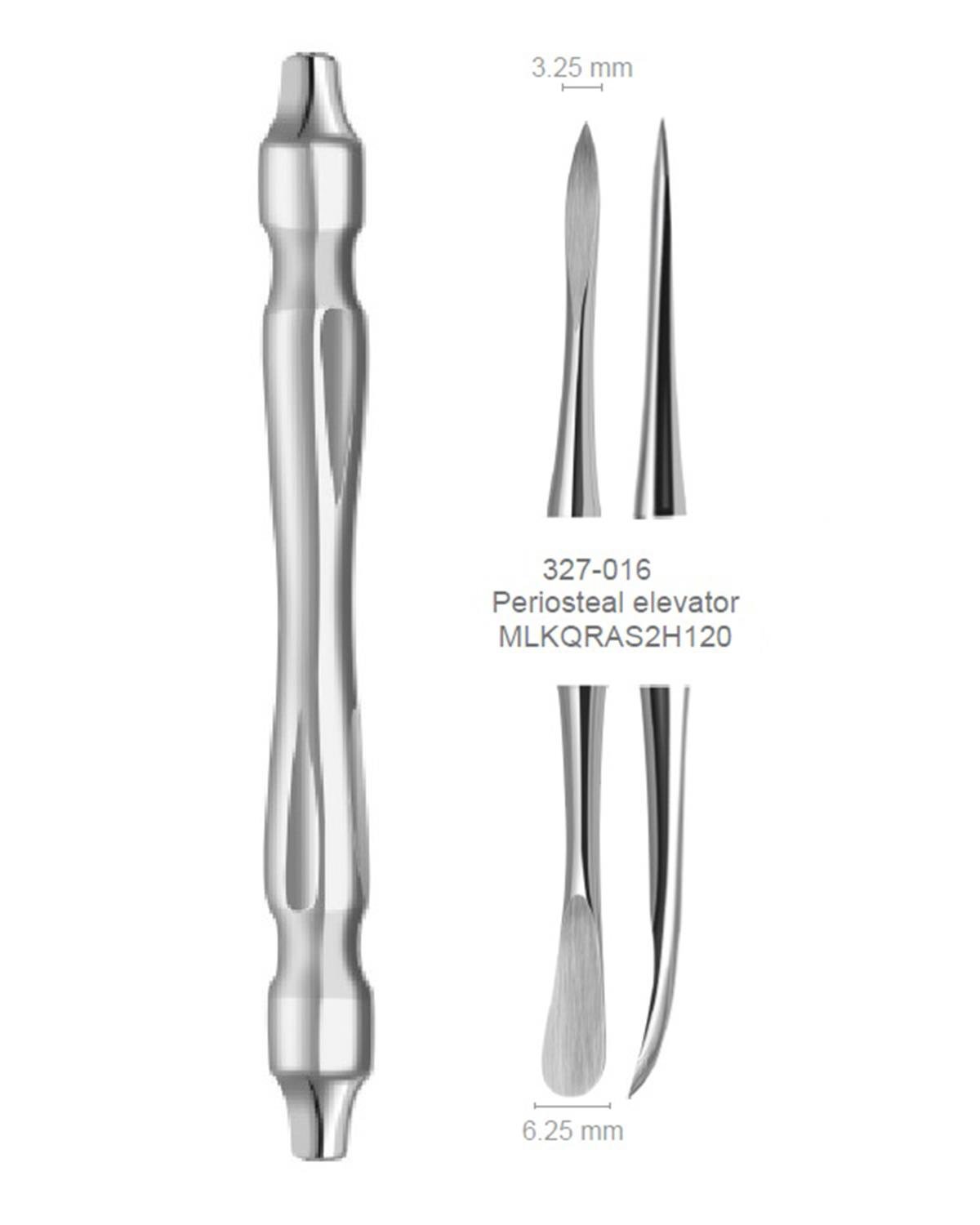 Doğrusal Oval/Sivri Periost Elevatörü Molt 3.25mm/6.25mm 18cm