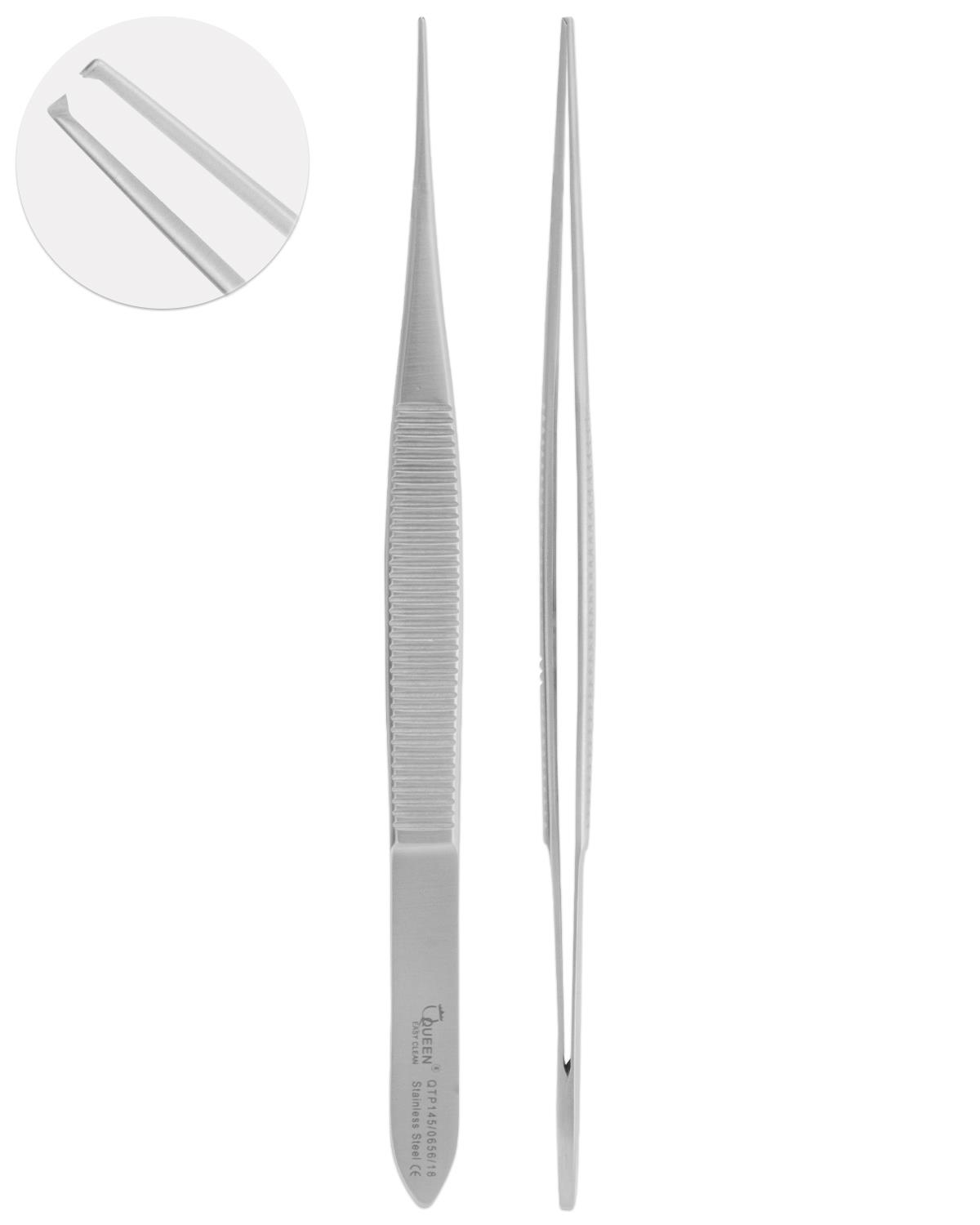 Düz Dişli Penset Micro-Adson 1,2x0,9mm 15cm