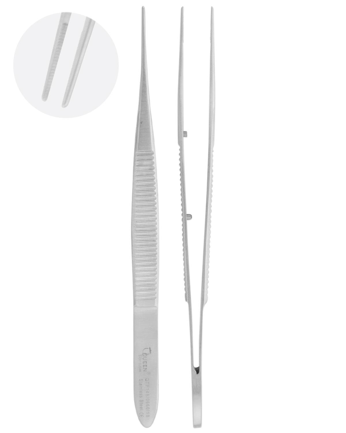 Düz Dişsiz Penset Micro-Adson 1,3x1mm 12,5cm