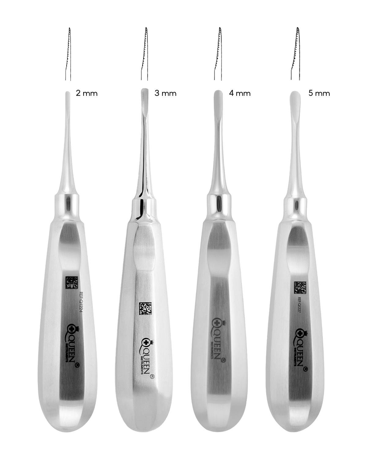 Düz Lüxatör Elevatör Seti Lüxatör 2/3/4/5mm 12,5cm 4 Parça/Pkt