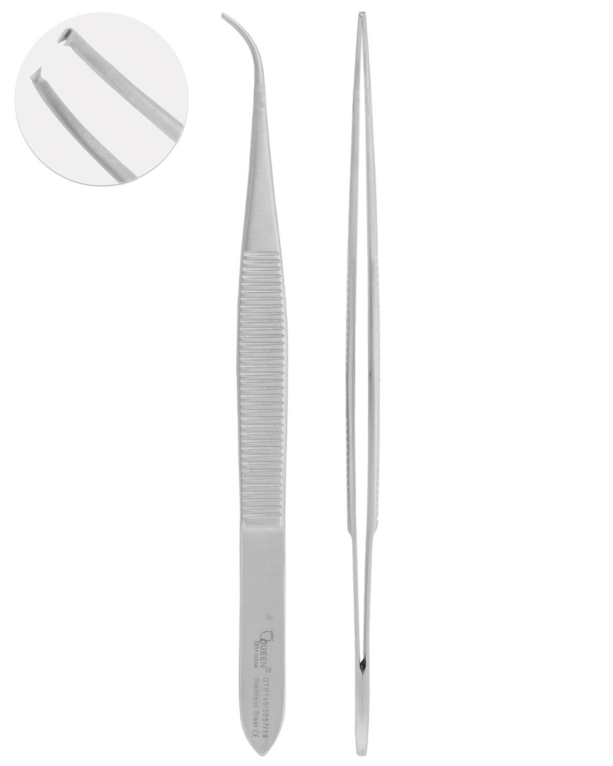 Eğri Dişli Penset Micro-Adson 1x0,8mm 15cm