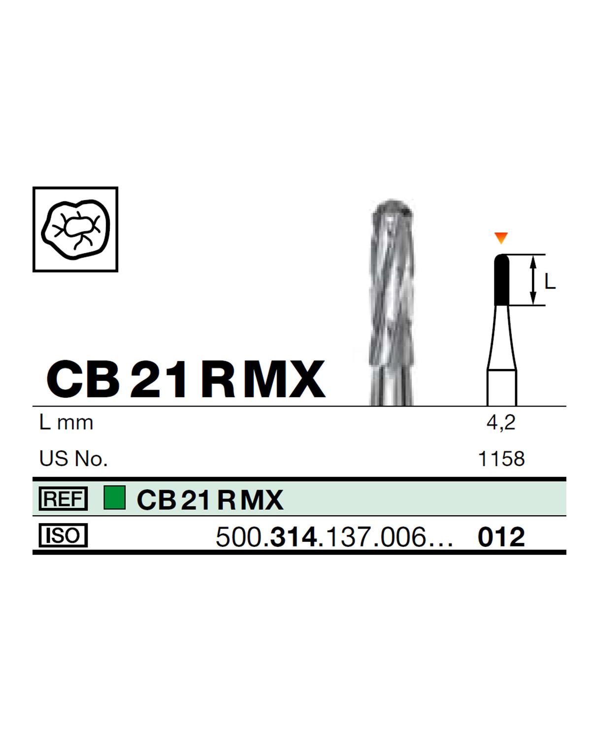 FBCB21RMX Aeratör Tungsten Karbit Yuvarlak Bitim Silindir, Amalgam Sökücü Frez