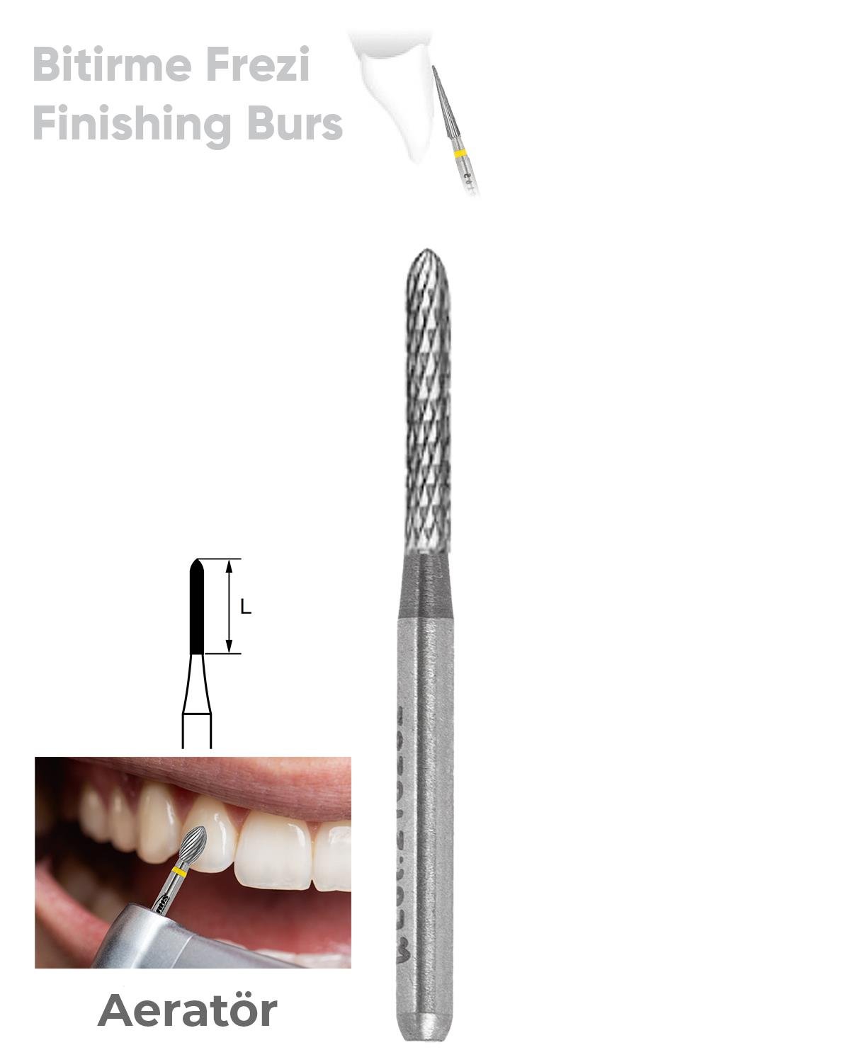 FBCF283MX Aeratör Tungsten Karbit Konik Uçlu Silindir, Bitirme Frez
