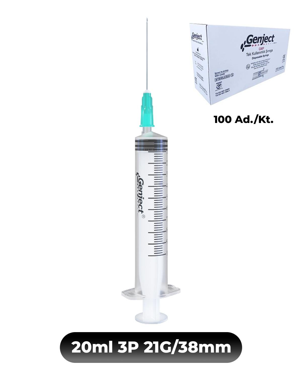 Genject  Kilitsiz (Luer Slip) Enjektör ve İğneler 21G (0-82mm-) 38mm 100- 152MML041