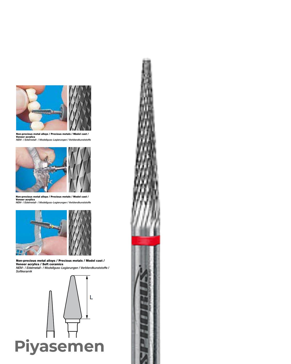 HBCC257 Piyesemen Tungsten Karbit Yuvarlak Bitim Konik, Laboratuvar Frez
