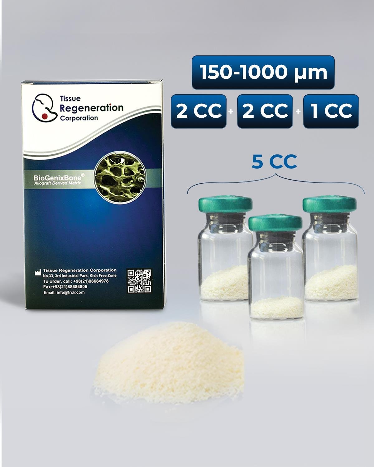 İnsan Kaynaklı Greft (Kemik Tozu), 150-1000 µm  , 2 cc+2 cc+1cc