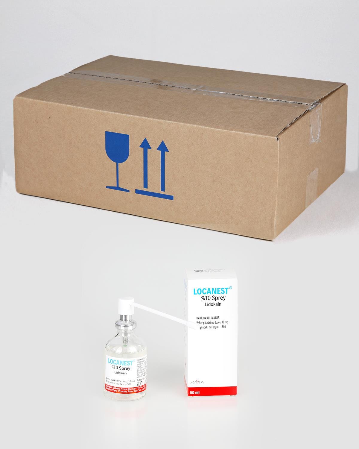 LOCANEST Sprey % 10, lidokain etken maddleli sprey çözelti, 50 mL şişe/kutu, 10 kutu/koli Seti