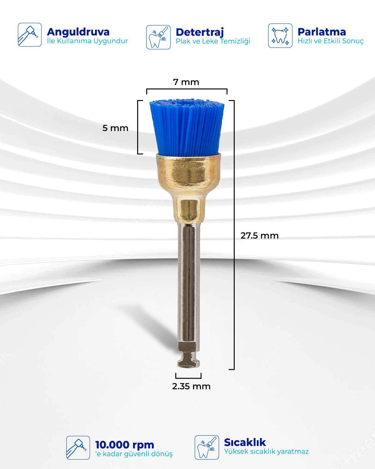 Mavi sert (Sertlik:4) polisaj fırçası 7mm