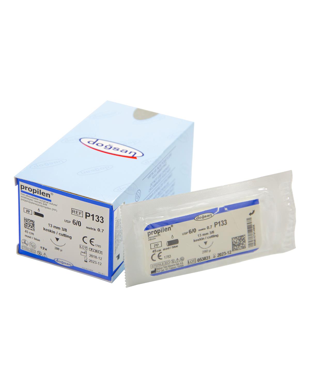 P130 DOĞSAN Propilen 6/0 13 1/2 Yuvarlak (●) 75cm Polipropilen Emilemeyen Sütür 12 Ad./Pkt