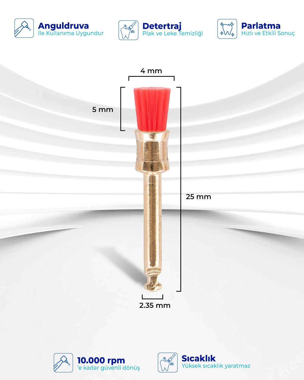 Pembe çok yumuşak (Sertlik 1) polisaj fırçası 5mm