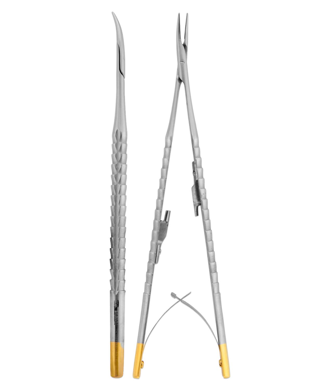 QMICNHTC011 SAVANATC Tungsten Carbide Eğri Mikro Portegü Castroviejo 17cm