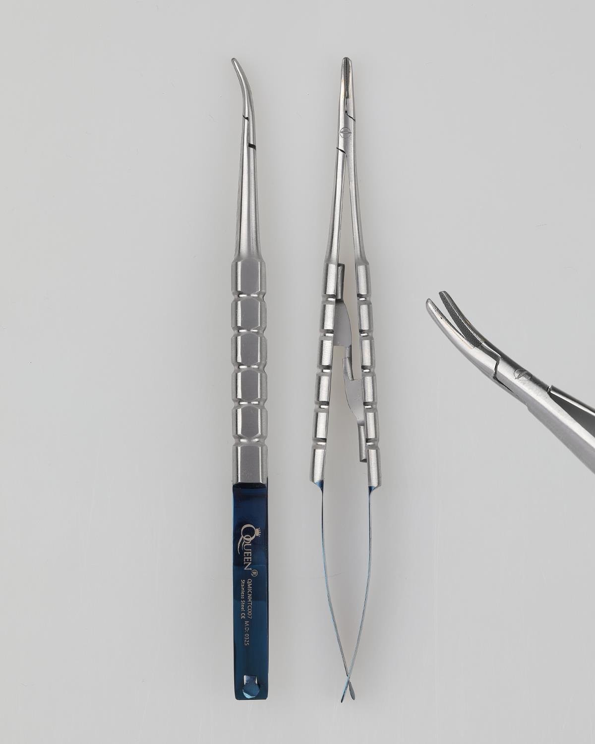 Queen TC Tungsten Carbide Eğri Mikro Portegü Castroviejo 14cm - QMICNHTC007