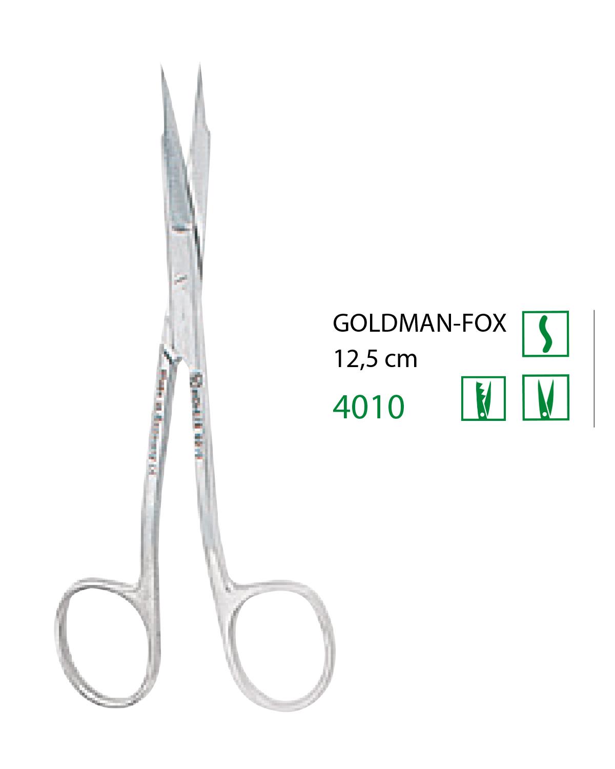 S Eğri Cerrahi Makas Goldmann-Fox 12,5cm
