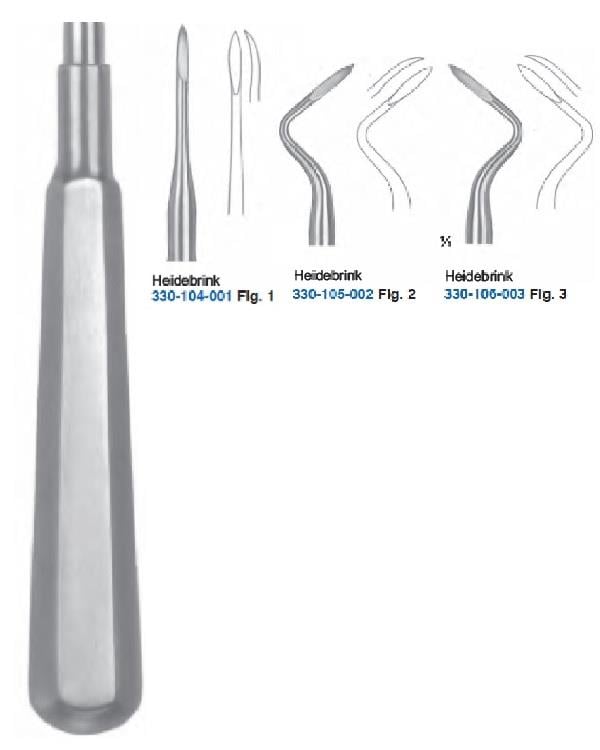 Sağ-Sol-Düz Apekso Heidbrink Elevatör Seti Heidebrink 2mm 14cm 3 Parça/Pkt