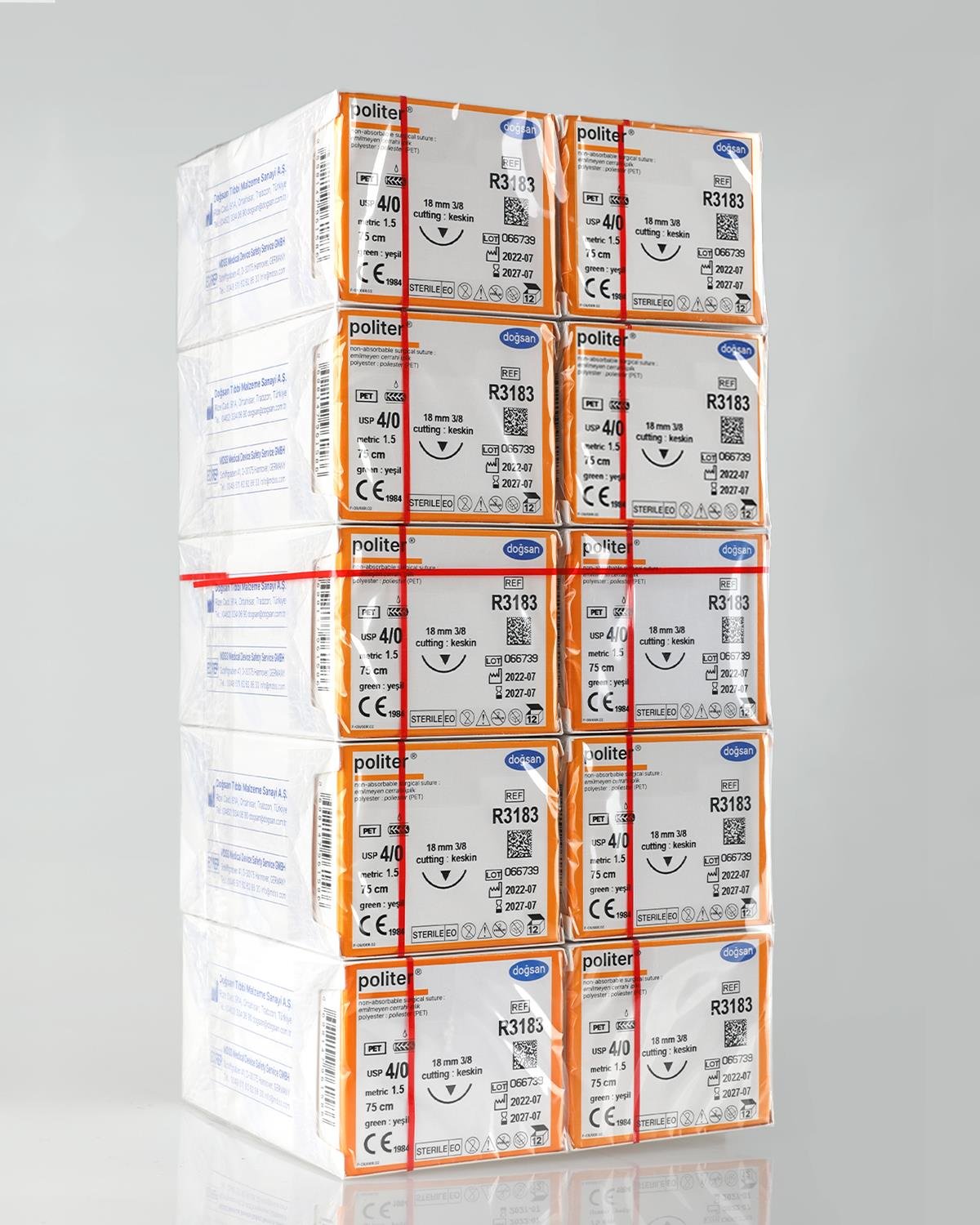 SET00063 Politer 4/0 18 3/8 Keskin (▼) 75cm Polyester Emilemeyen Sütür 10 Kt./Set