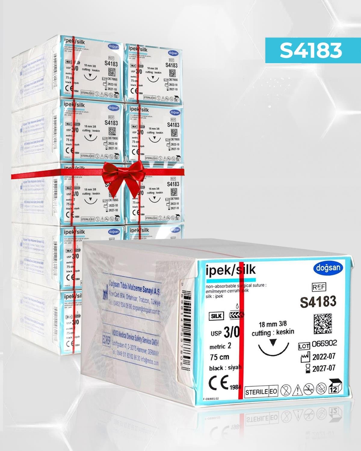 SET00064 İpek 3/0 18 3/8 Keskin (▼) 75cm İpek Emilemeyen Sütür 10 Kt./Set