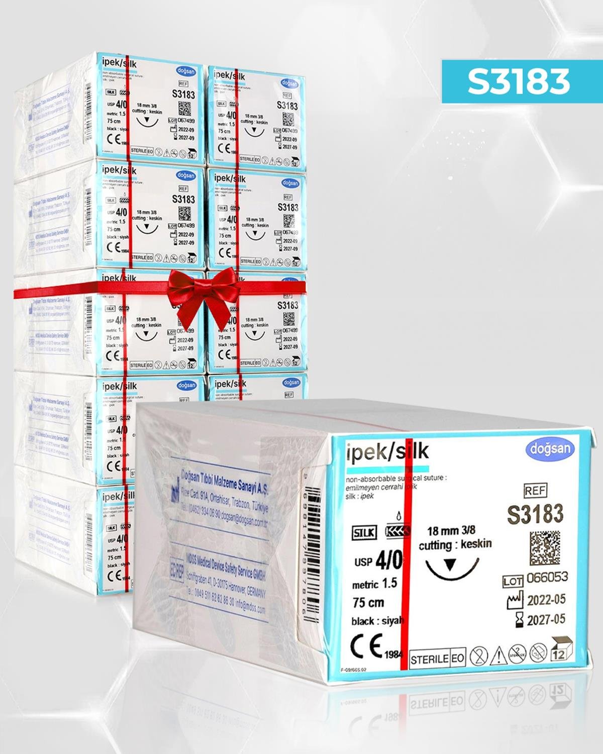 SET00065 İpek 4/0 18 3/8 Keskin (▼) 75cm İpek Emilemeyen Sütür 10 Kt./Set