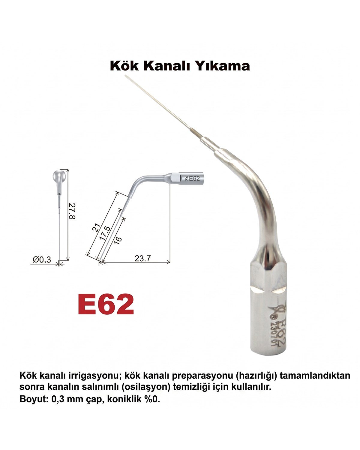 Woodpecker E62 Kavitron İrrigasyon Ucu