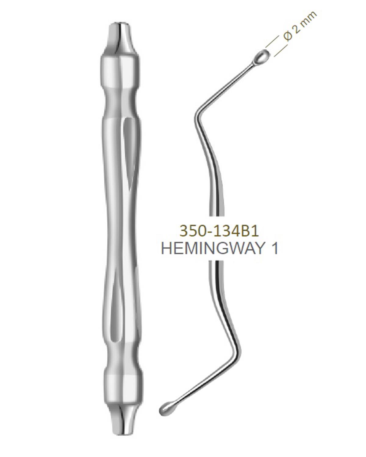 Z Açılı, Kaşık Cerrahi Küret HEMINGWAY 1 2mm 19cm