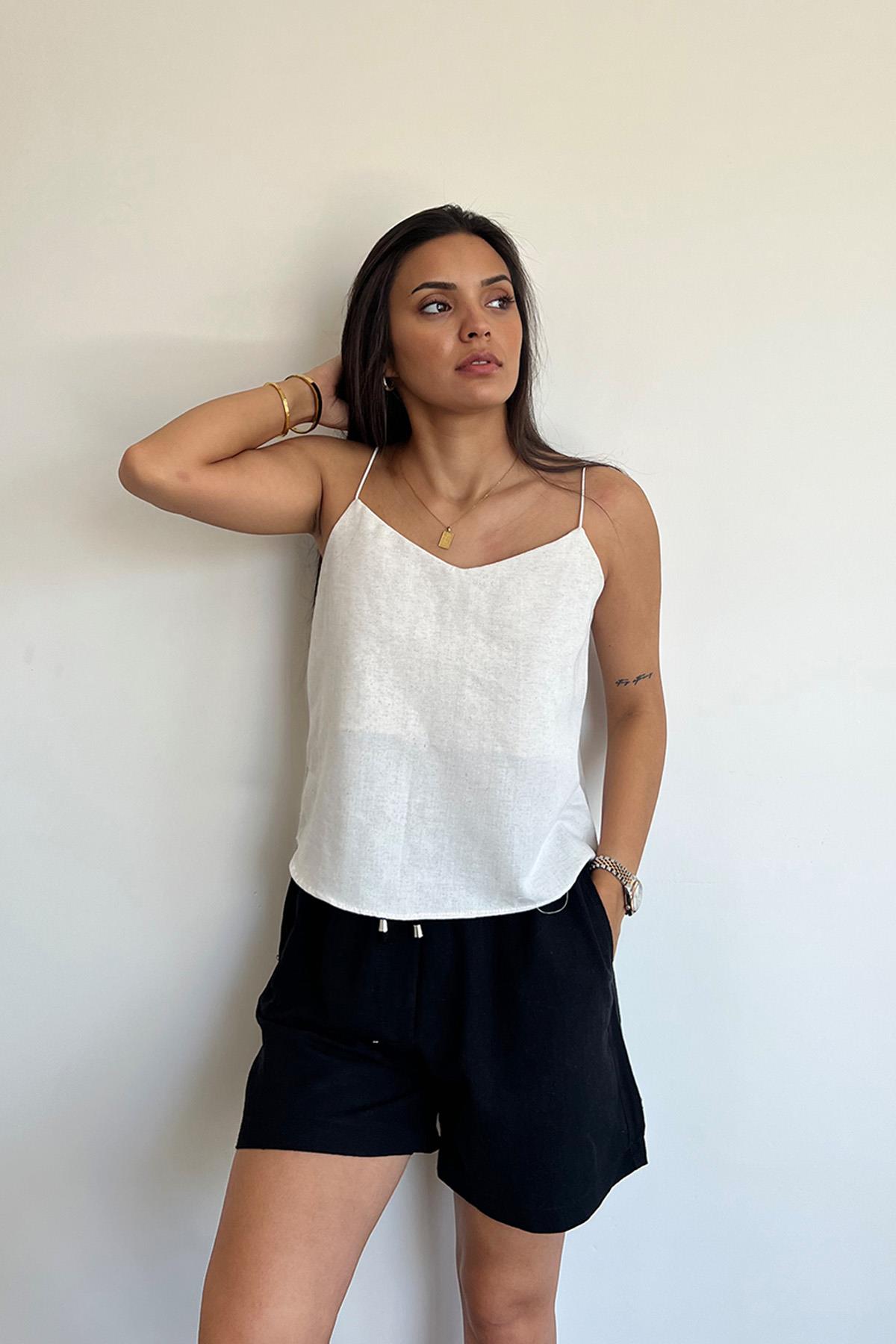 HANGING RAW LINEN BLOUSE