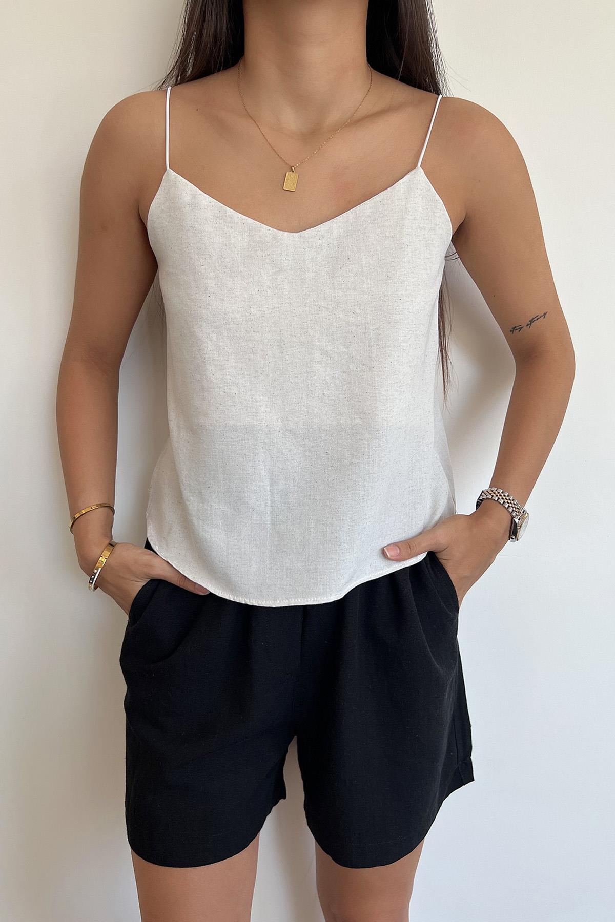 HANGING RAW LINEN BLOUSE