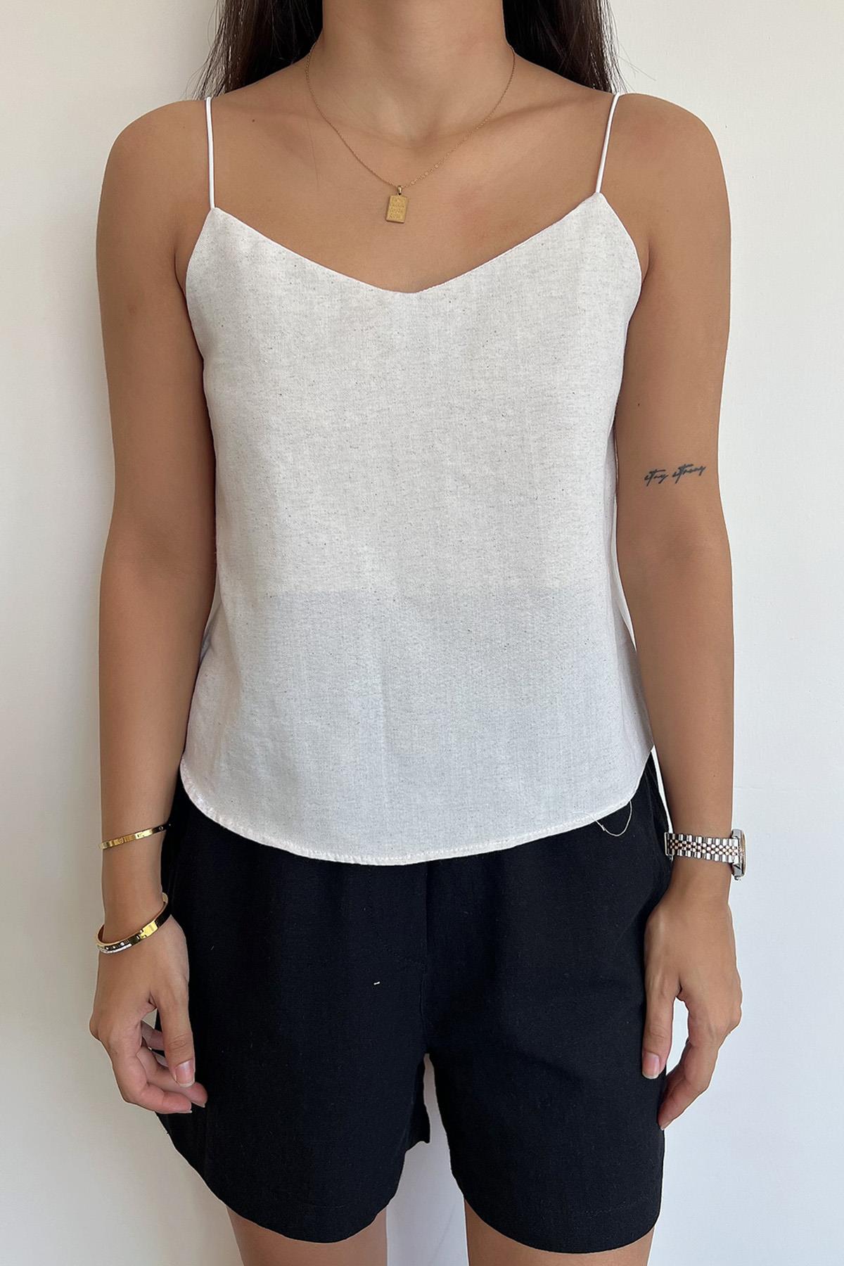 HANGING RAW LINEN BLOUSE