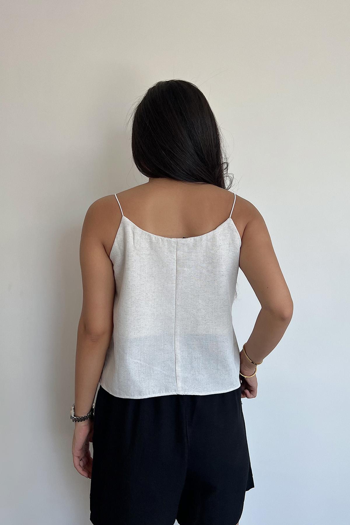 HANGING RAW LINEN BLOUSE