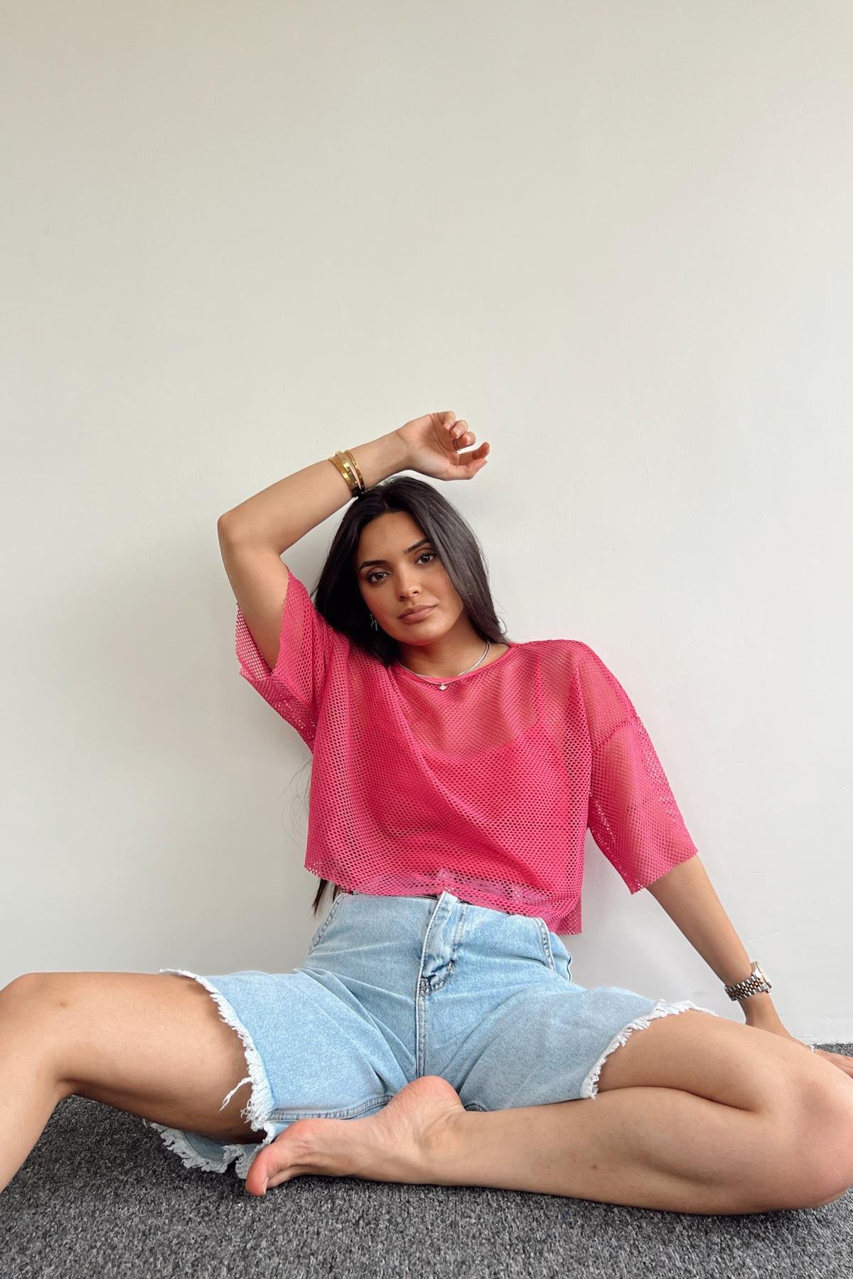 LINED FILLET CROP BLOUSE