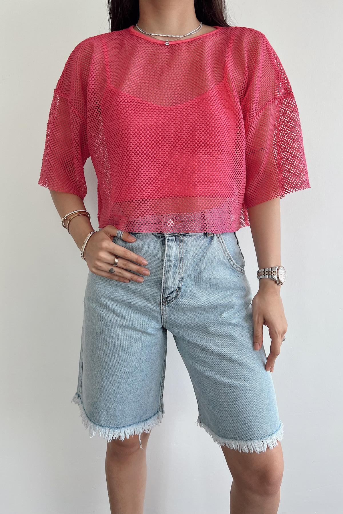 LINED FILLET CROP BLOUSE