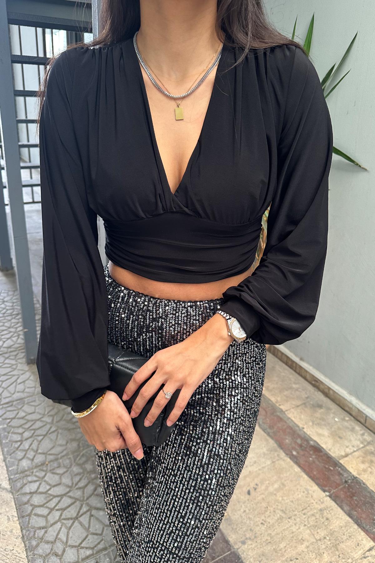 VERSENDET CROP BLUSE VON DER SCHULTER