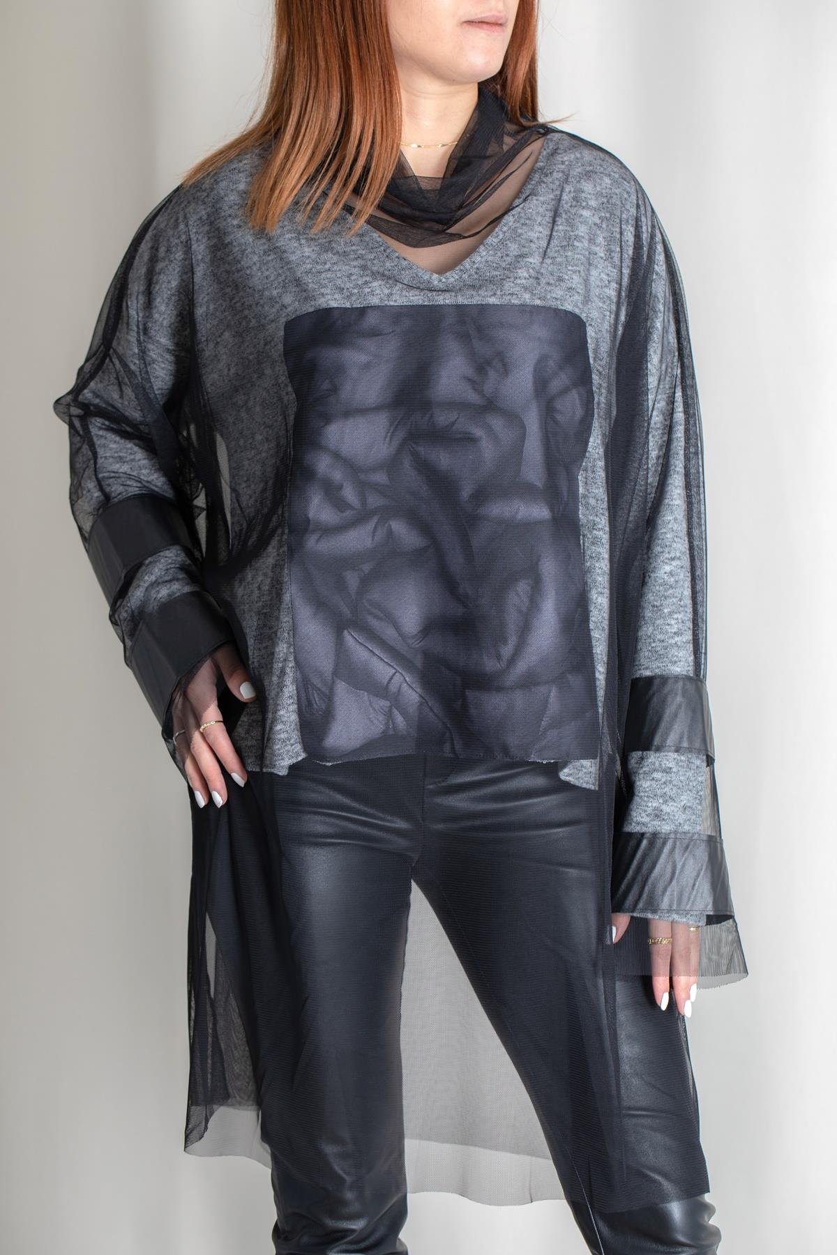 TÜLLÜ TASARIM TUNİK SİYAH