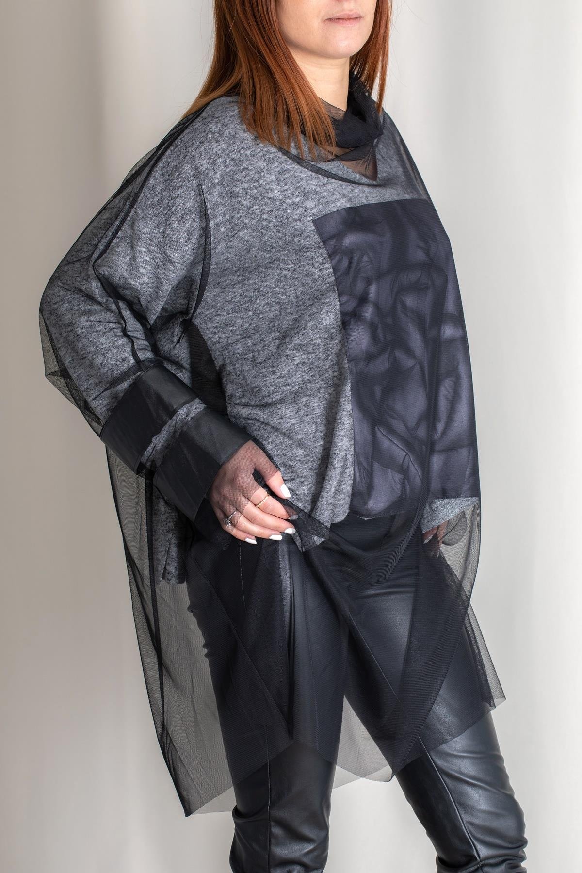 TÜLLÜ TASARIM TUNİK SİYAH