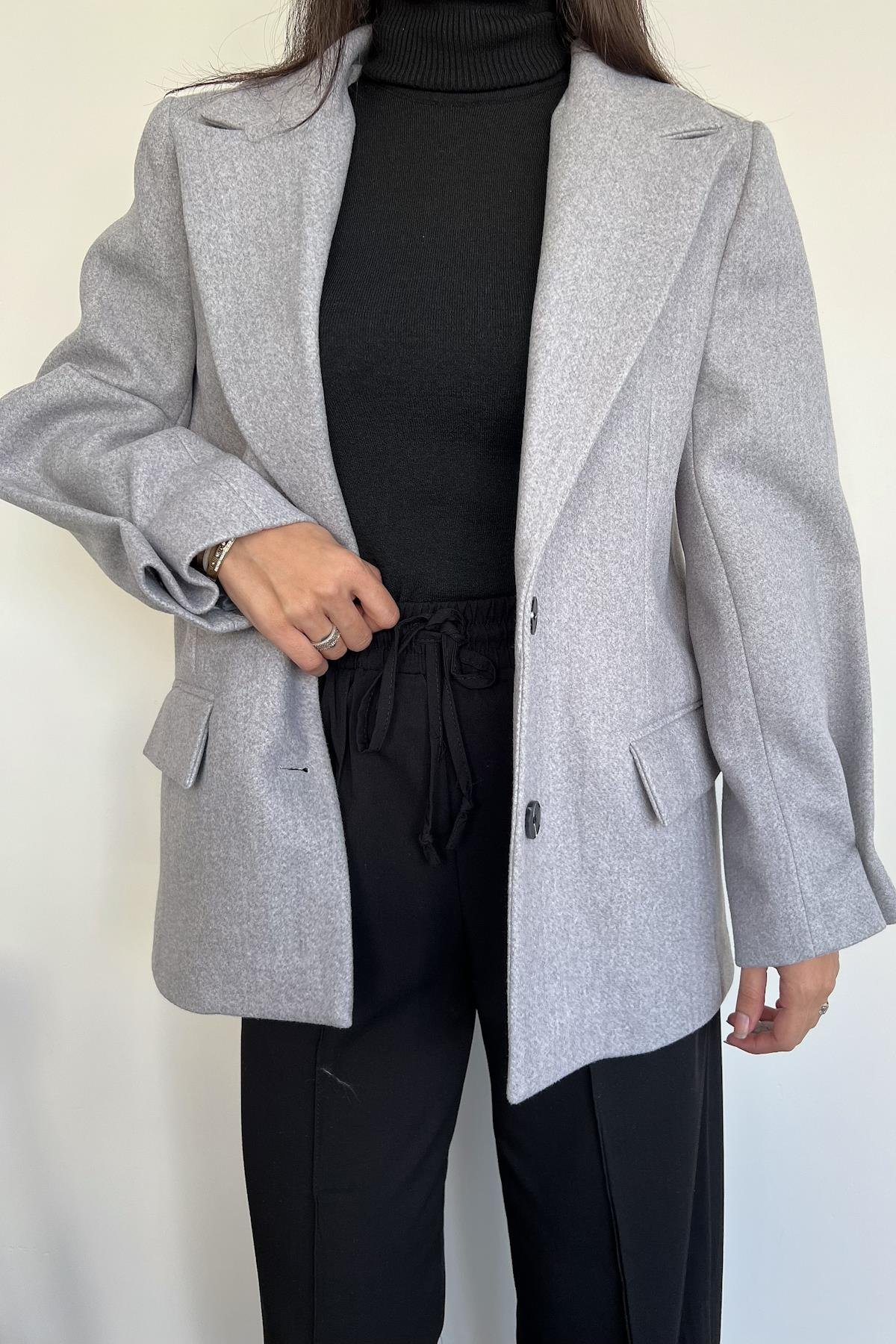 BLAZER KESİM KAŞE CEKET GRİ