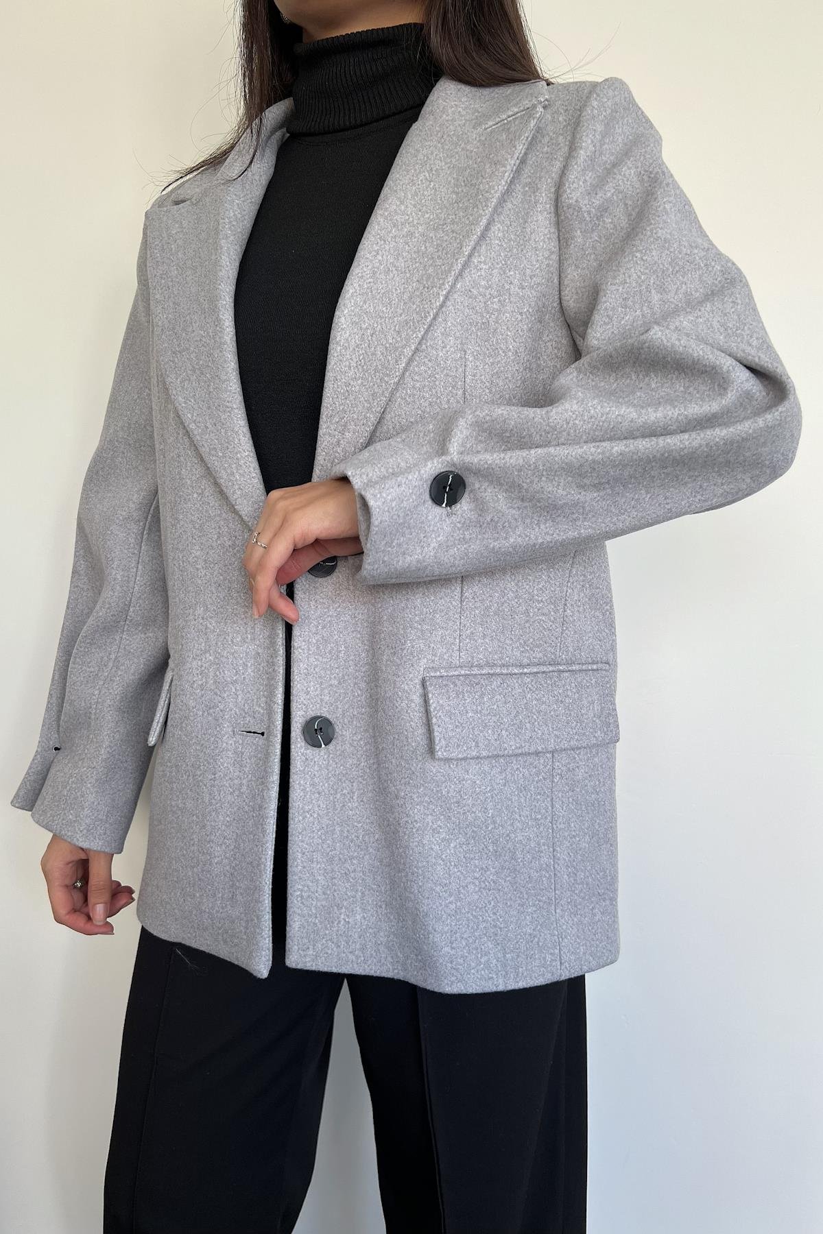 BLAZER KESİM KAŞE CEKET GRİ