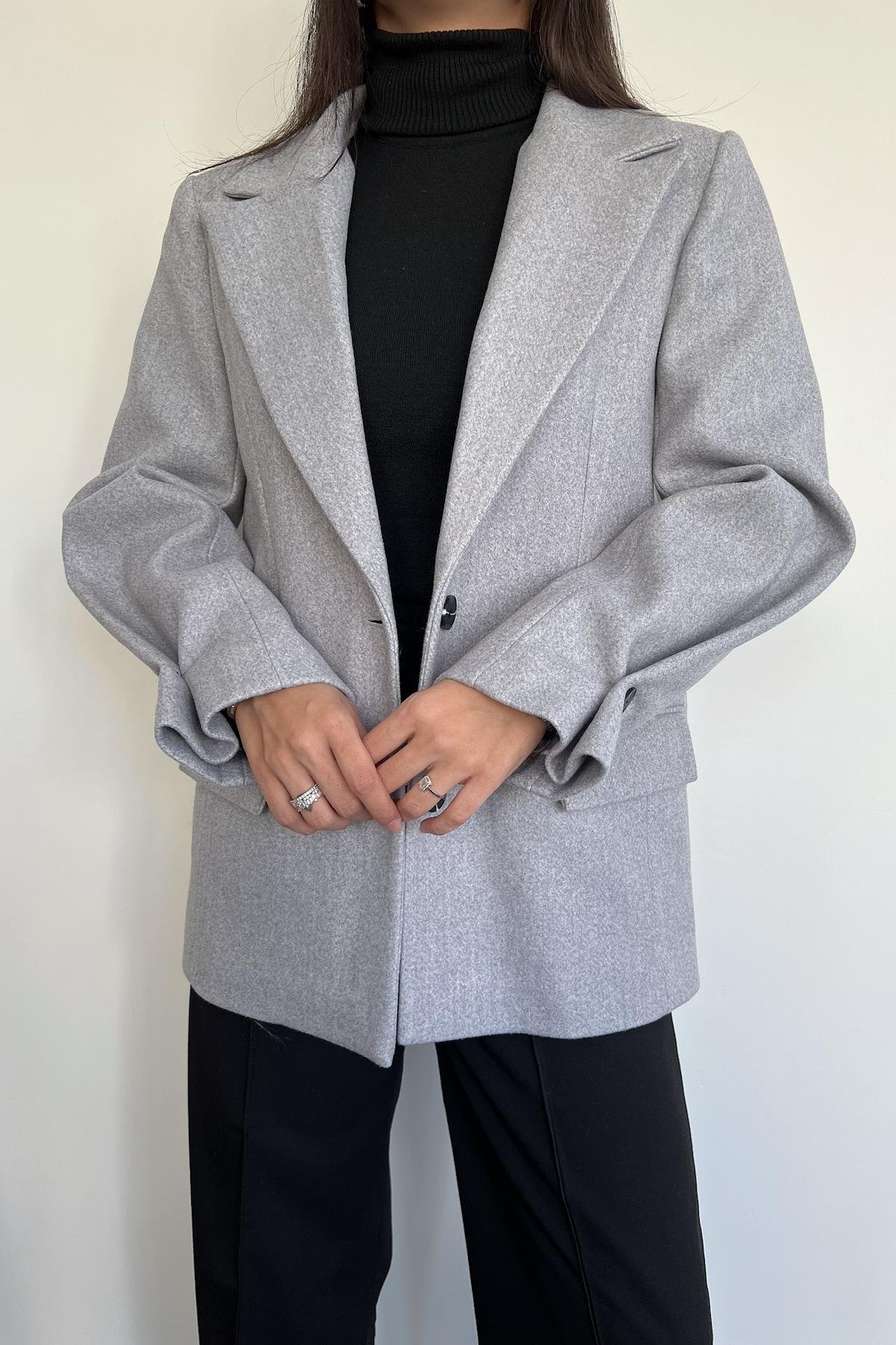 BLAZER KESİM KAŞE CEKET GRİ