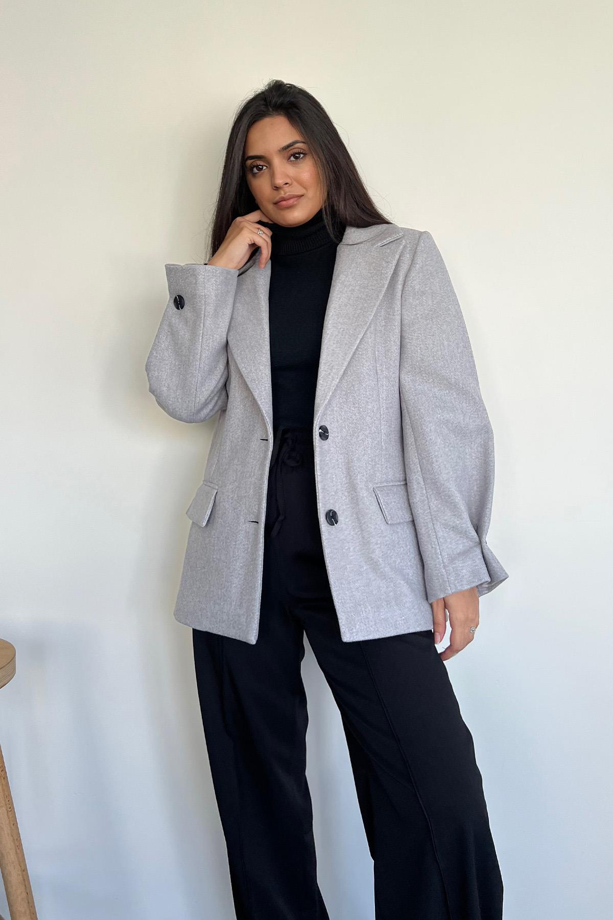 BLAZER KESİM KAŞE CEKET GRİ