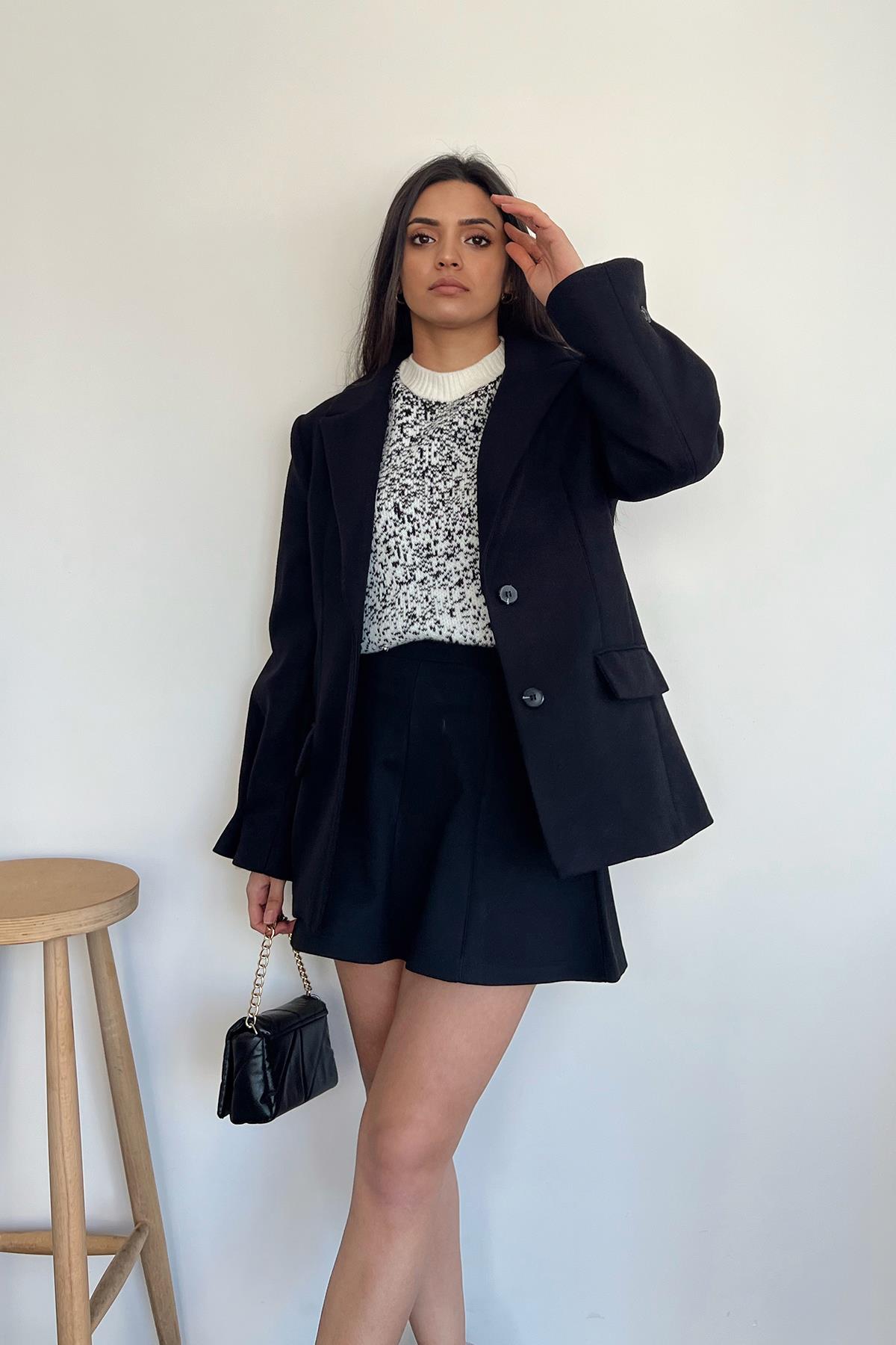 BLAZER KESİM KAŞE CEKET SİYAH