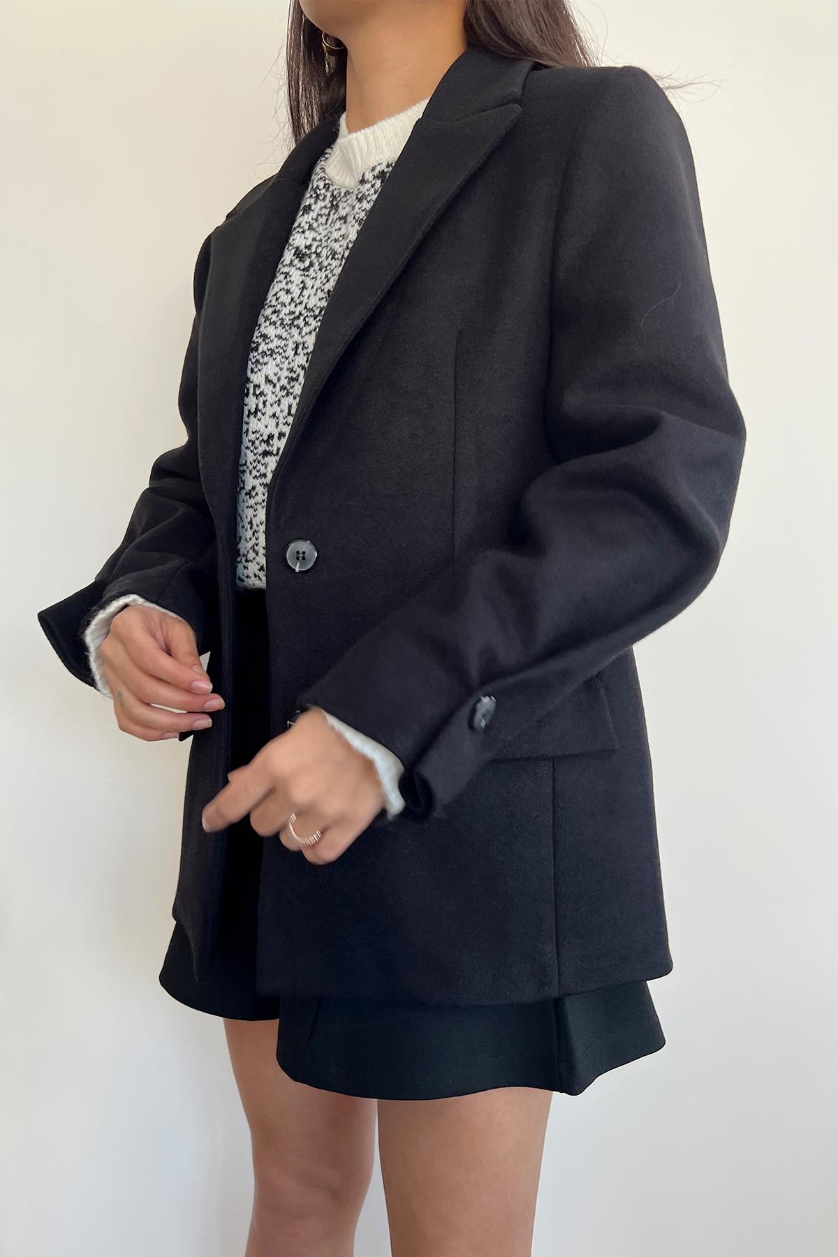 BLAZER KESİM KAŞE CEKET SİYAH