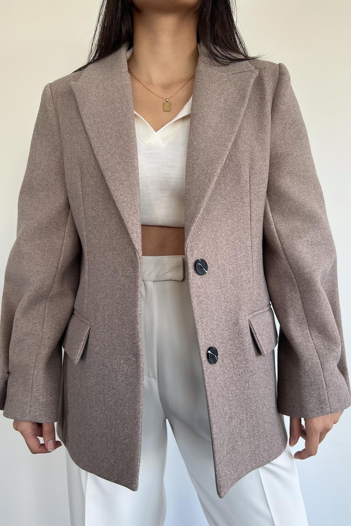 BLAZER KESİM KAŞE CEKET VİZON