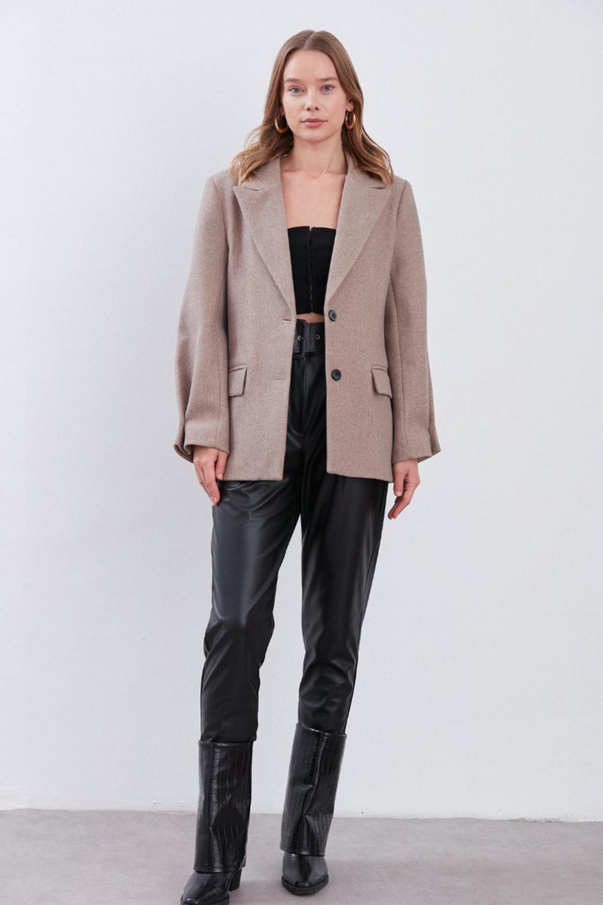 BLAZER KESİM KAŞE CEKET VİZON