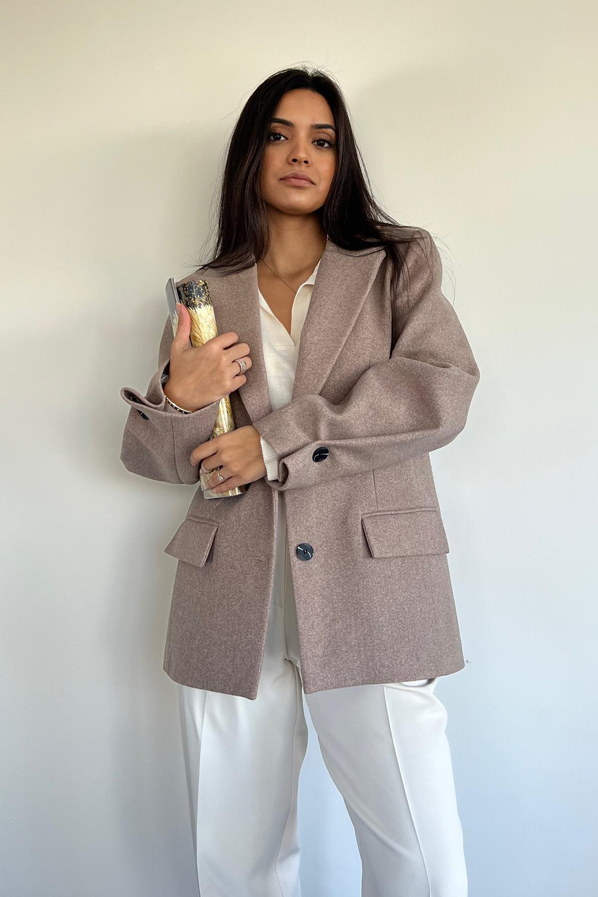 BLAZER KESİM KAŞE CEKET VİZON