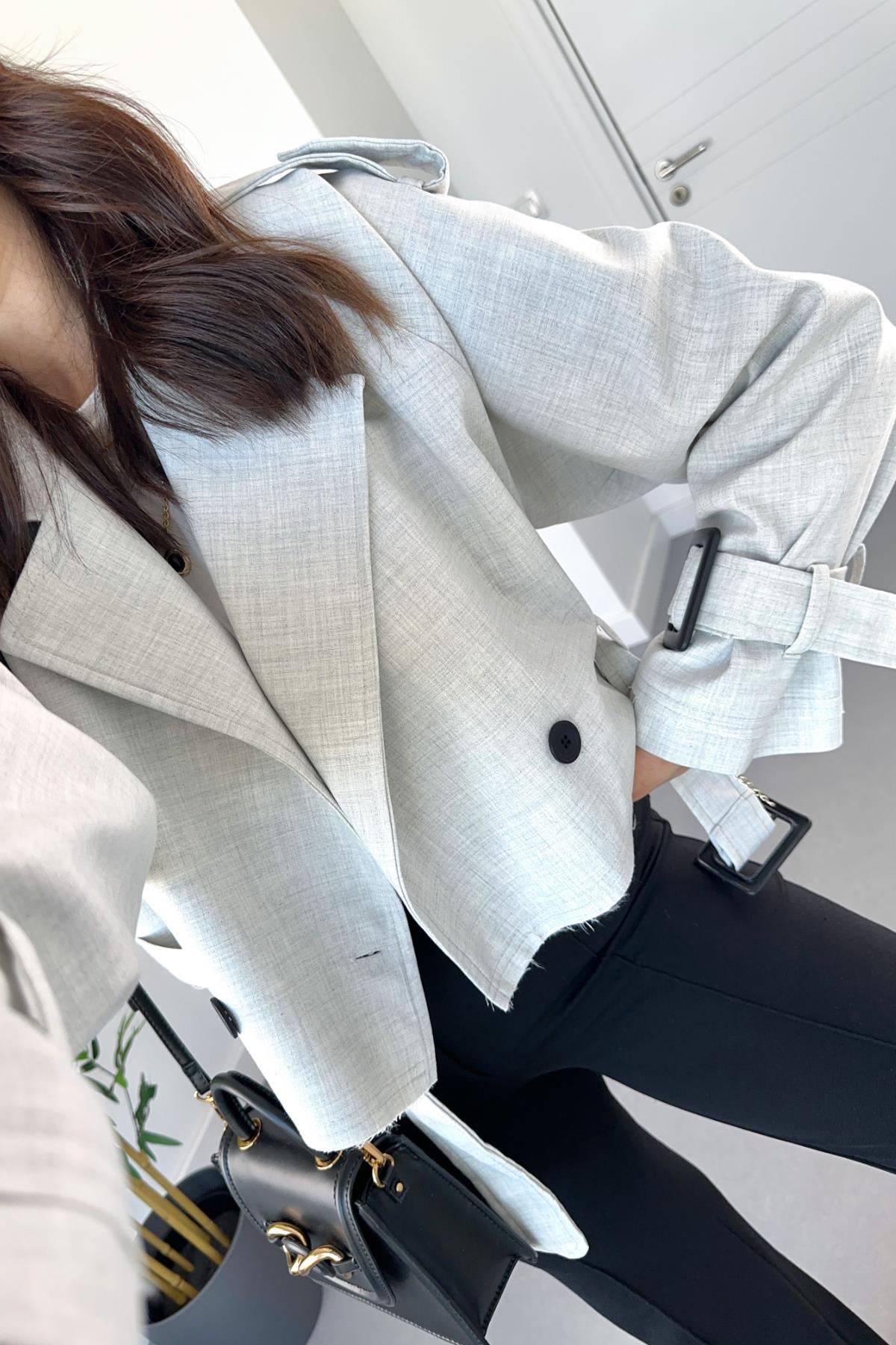 CROP TRENCKOT AÇIK GRİ