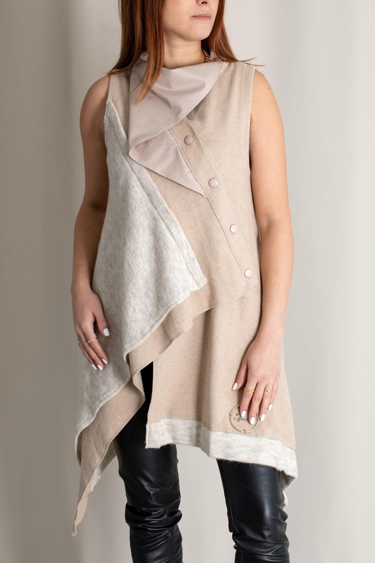 SIRTI BASKILI TASARIM CEKET KAHVE