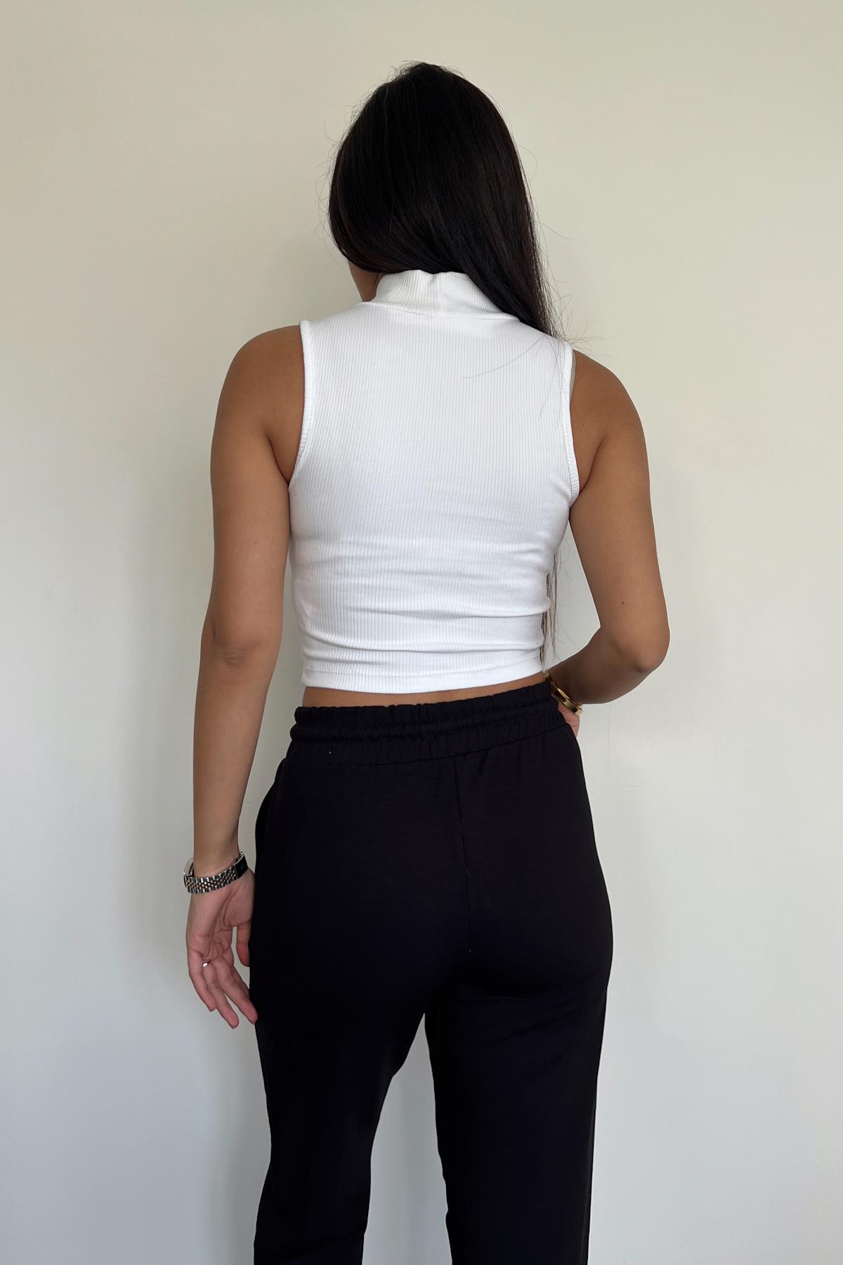 BALIKÇI YAKA NAKISHLI KASKORSE CROP