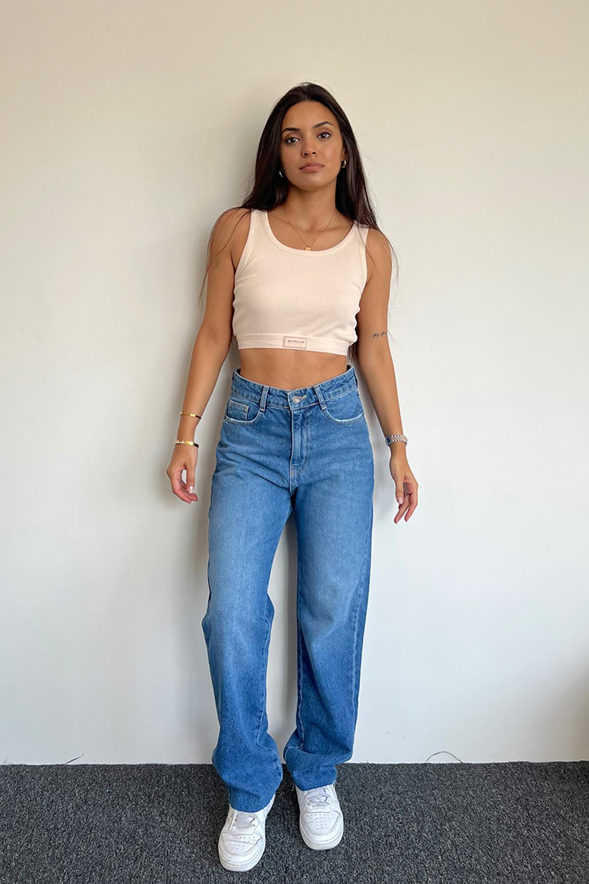 FITILLI HALTER YAKA CROP BLUZ BEJ