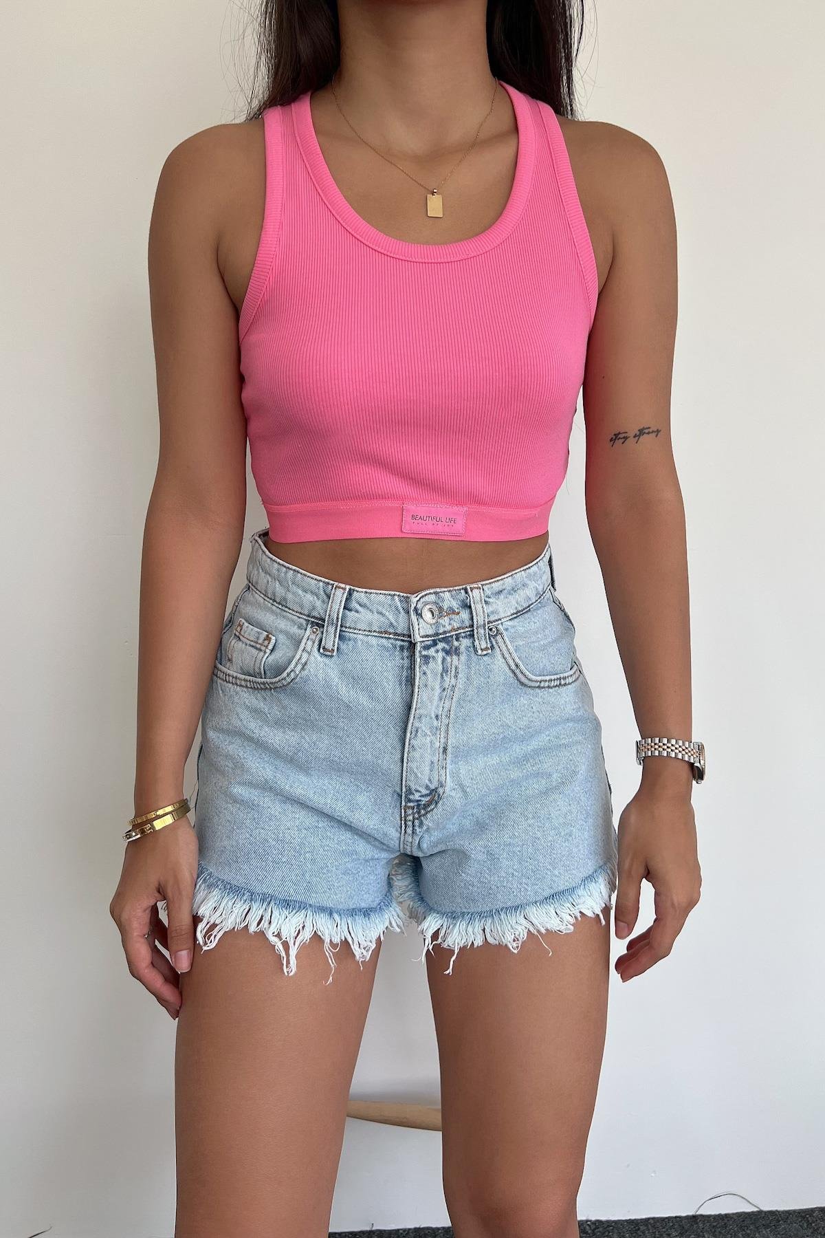 FITILLI HALTER YAKA CROP BLUZ