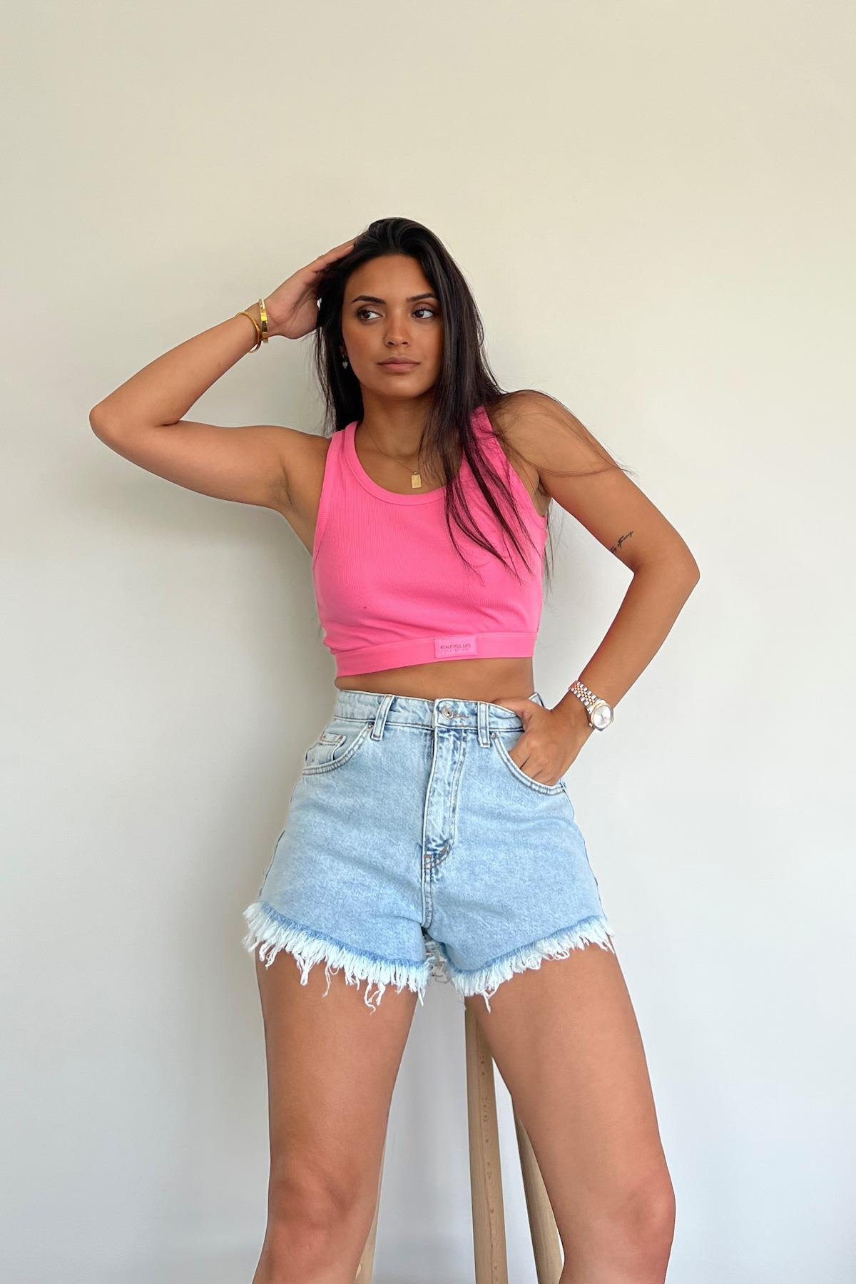 FITILLI HALTER YAKA CROP BLUZ