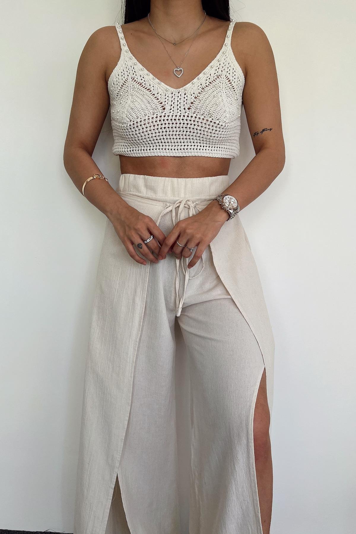 STONE DETAILED KNITTED CROP