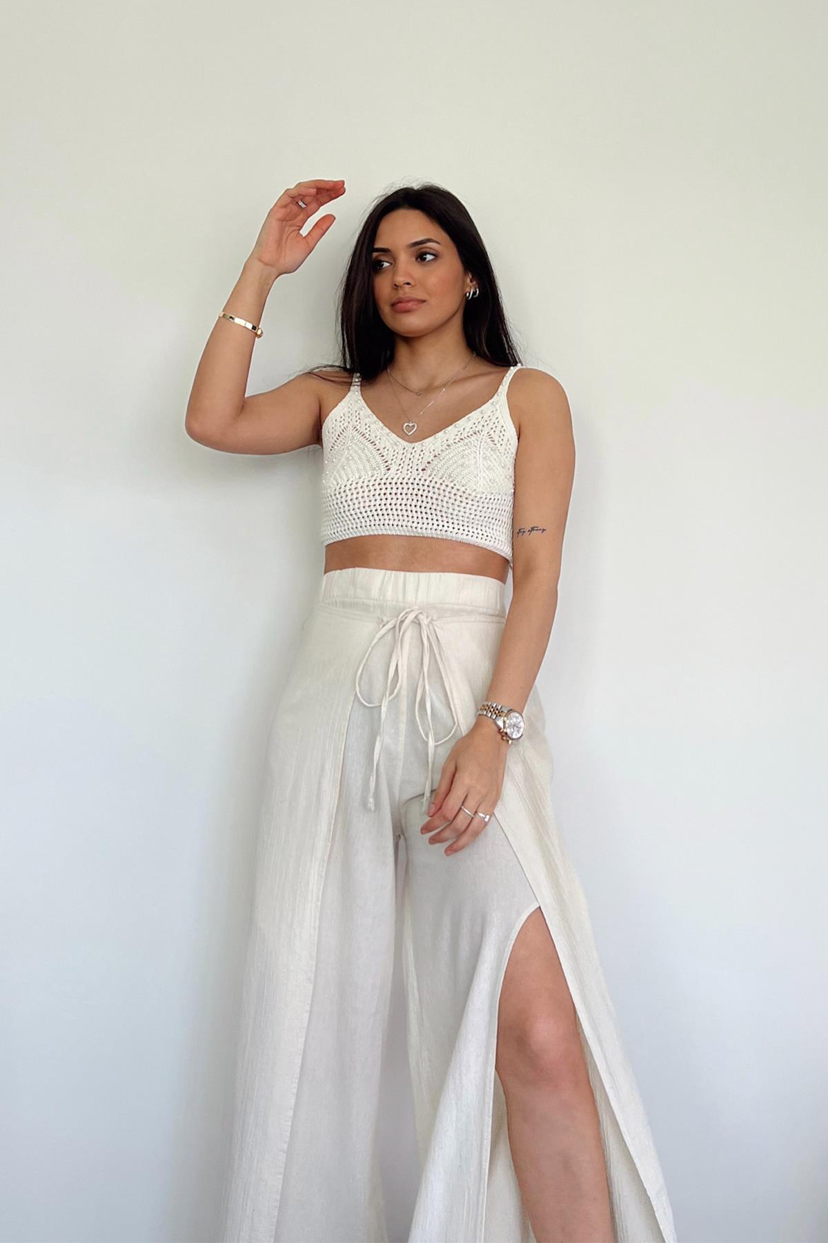 STONE DETAILED KNITTED CROP