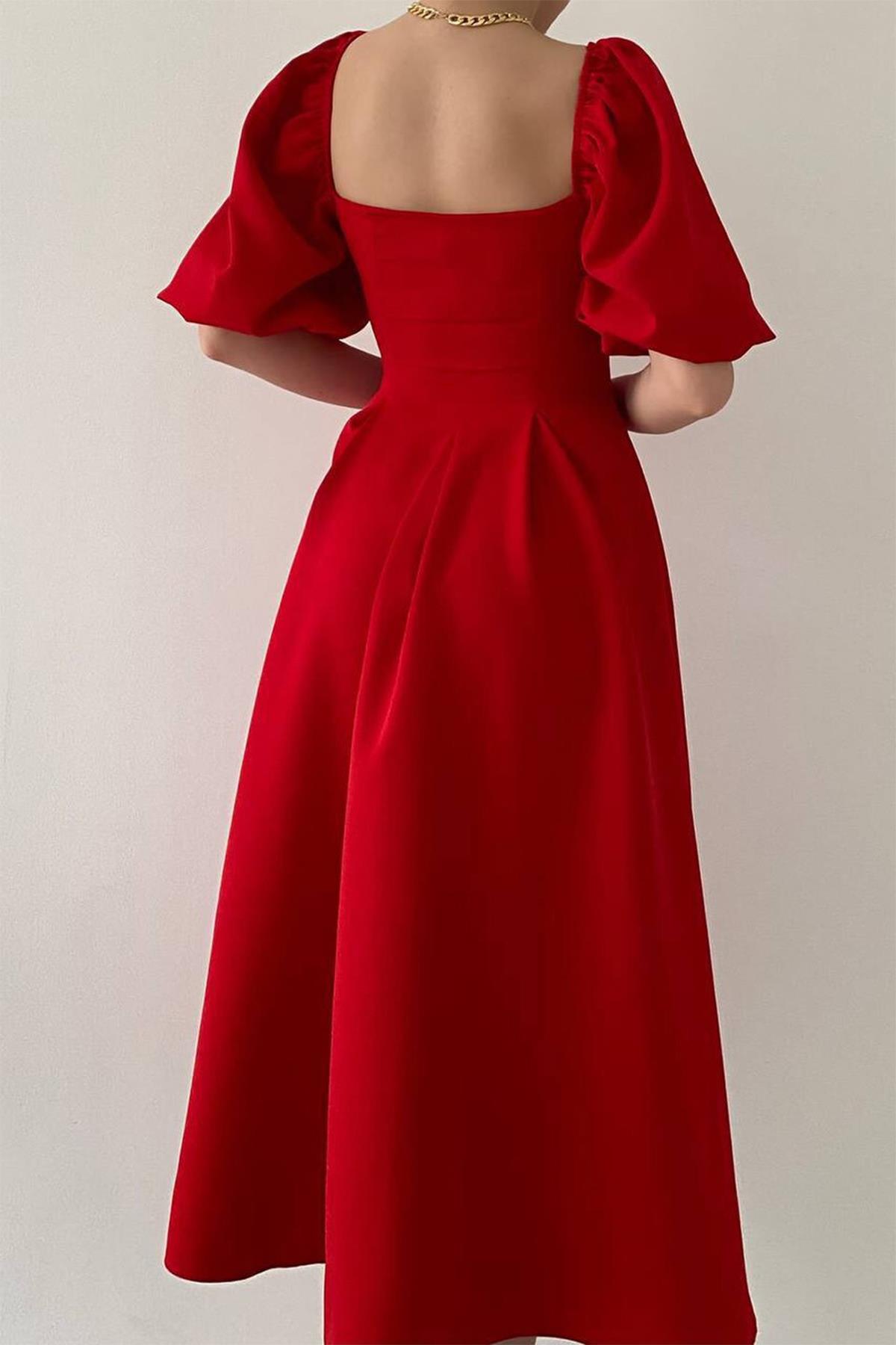 MATMAZEL UZUN BOY ELBİSE KIRMIZI